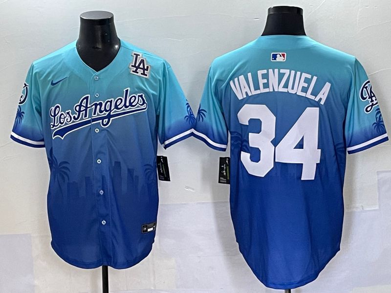 Men 2025 Los Angeles Dodgers #34 Valenzuela Blue Nike MLB Jersey Daoqite style 7->los angeles dodgers->MLB Jersey